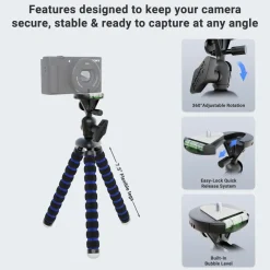11 Inch Flexible Camera Tripod for Canon Nikon Samsung and Other 1/4"- 20 Digital Cameras