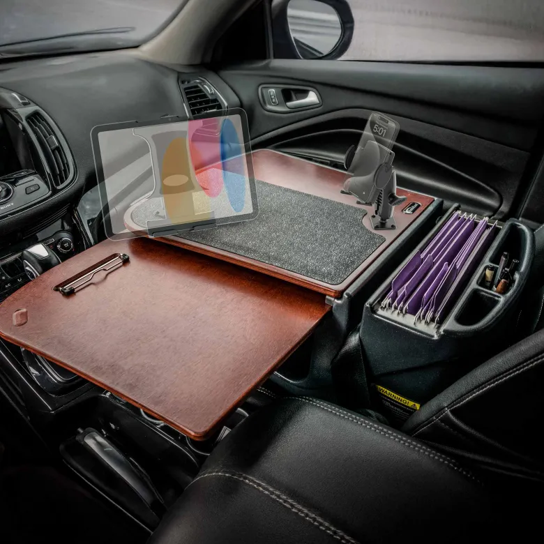 AutoExec GripMaster Car Desk with Mega Grip™ and Slim-Grip® Ultra Pro Drill-Base Mounts