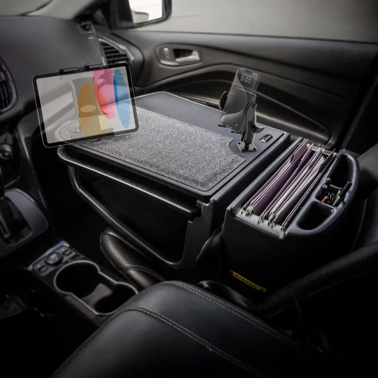 AutoExec GripMaster Car Desk with Mega Grip™ and Slim-Grip® Ultra Pro Drill-Base Mounts