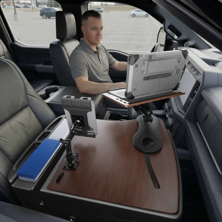 AutoExec Reach Front Seat Car Desk with Slim-Grip® Ultra Pro Multi-Angle Mount