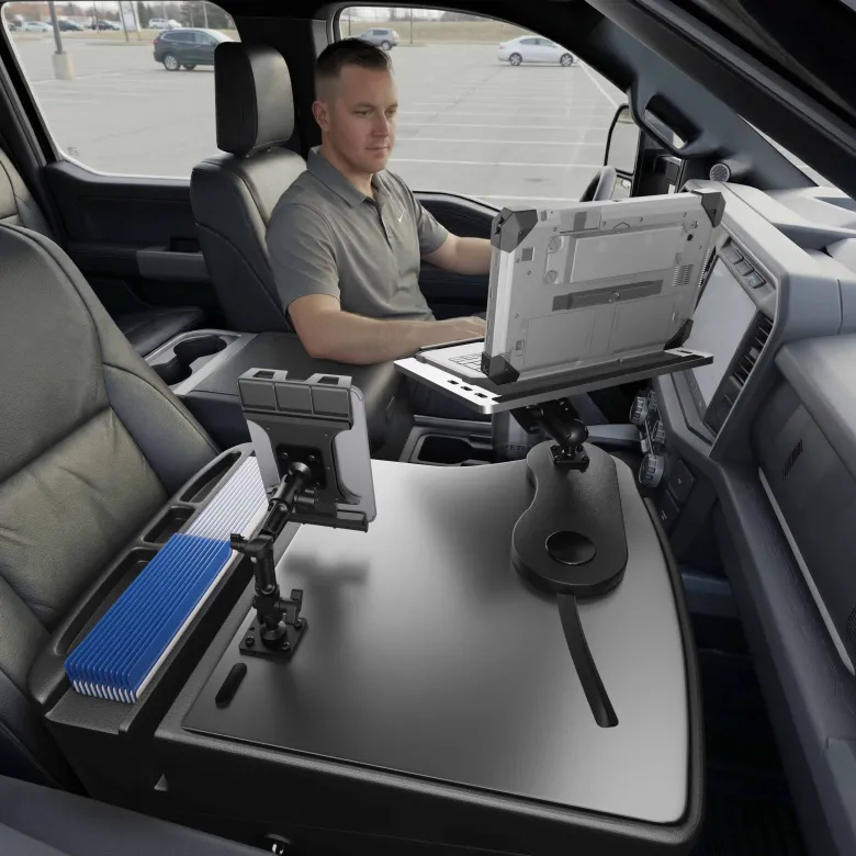 AutoExec Reach Front Seat Car Desk with Slim-Grip® Ultra Pro Multi-Angle Mount