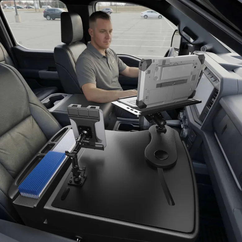 AutoExec Reach Front Seat Car Desk with Slim-Grip® Ultra Pro Multi-Angle Mount