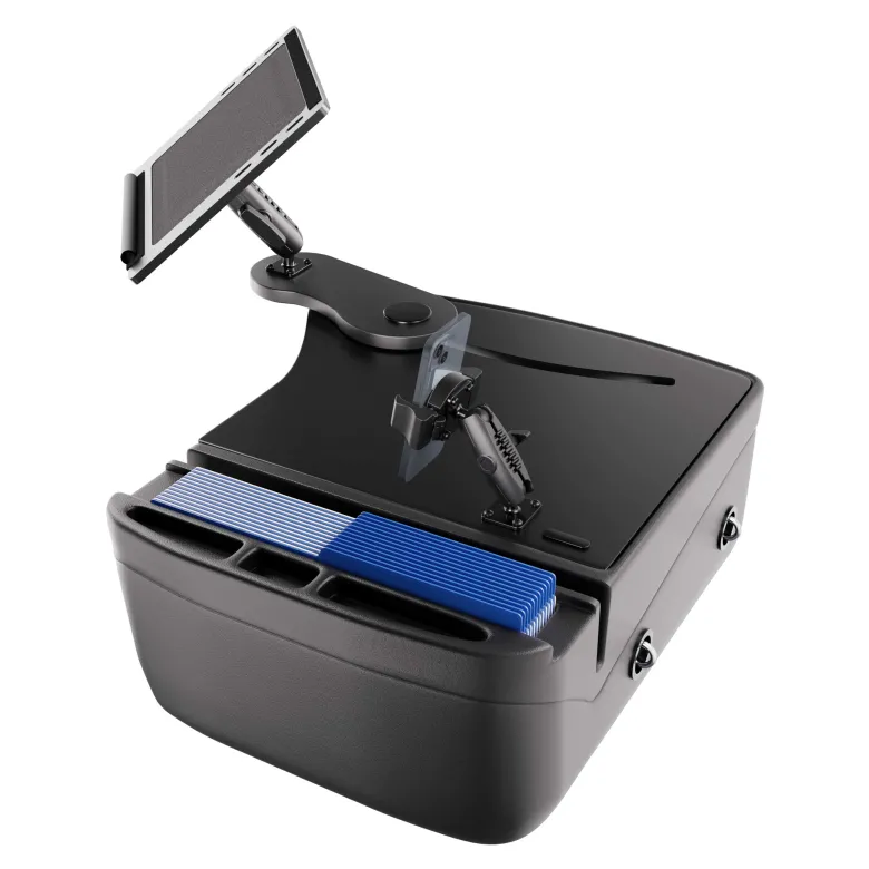 AutoExec Reach Front Seat Car Desk with RoadVise® Ultra Pro Drill-Base Mount