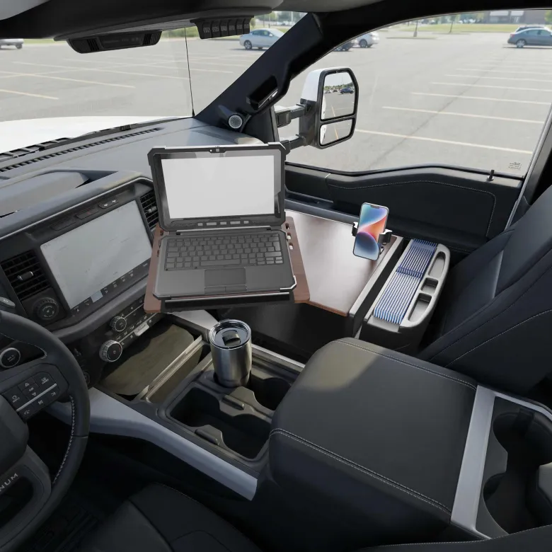 AutoExec Reach Front Seat Car Desk with RoadVise® Ultra Pro Drill-Base Mount