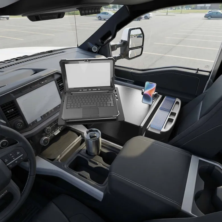 AutoExec Reach Front Seat Car Desk with RoadVise® Ultra Pro Drill-Base Mount