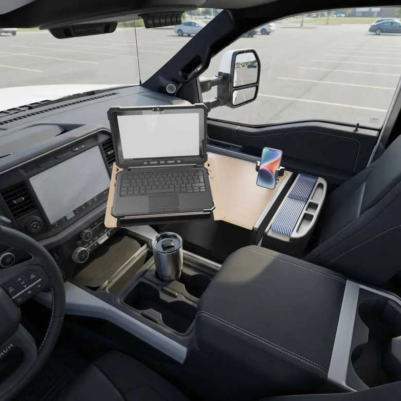 AutoExec Reach Front Seat Car Desk with RoadVise® Ultra Pro Drill-Base Mount