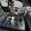AutoExec Reach Front Seat Car Desk with Slim-Grip® Ultra Pro and RoadVise® Ultra Pro Drill-Base Mount
