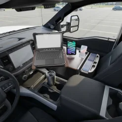 AutoExec Reach Front Seat Car Desk with Slim-Grip® Ultra Pro and RoadVise® Ultra Pro Drill-Base Mount