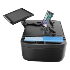 AutoExec Reach Front Seat Car Desk with Slim-Grip® Ultra Pro and RoadVise® Ultra Pro Drill-Base Mount