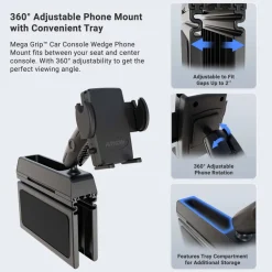 Car Console Wedge Mega Grip™ Phone Mount Holder