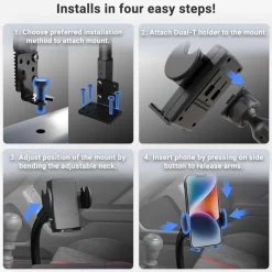 Car or Truck Seat Rail or Floor Mega Grip™ Phone Holder Mount