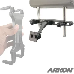 Car Seat Headrest Mount Pedestal with Tiltable Arm - Dual T-Tab Compatible