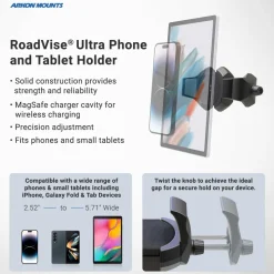 Car Seat Wedge RoadVise® Ultra Phone Holder with Dual Shaft Arms