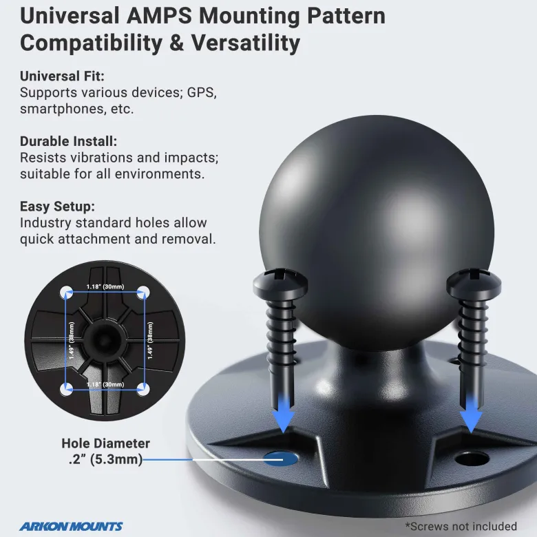 Circular 38mm (1.5 inch) Ball to 4-Hole AMPS Adapter