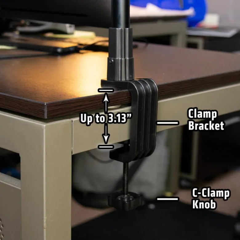 Clamp and Extendable 17-29 inch Pole with 25mm (1 inch) Ball