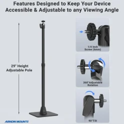 Desk Stand with 29" Height Adjustable Arm with 1/4"-20 Adapter
