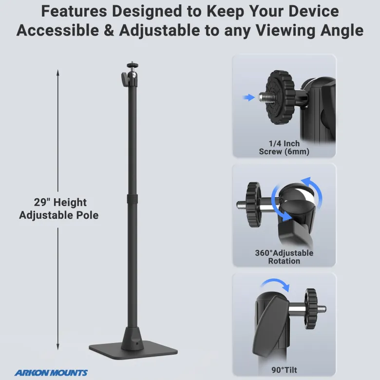 Desk Stand with 29" Height Adjustable Arm with 1/4"-20 Adapter