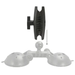 Double 80mm Windshield Suction Pedestal with 25mm Ball