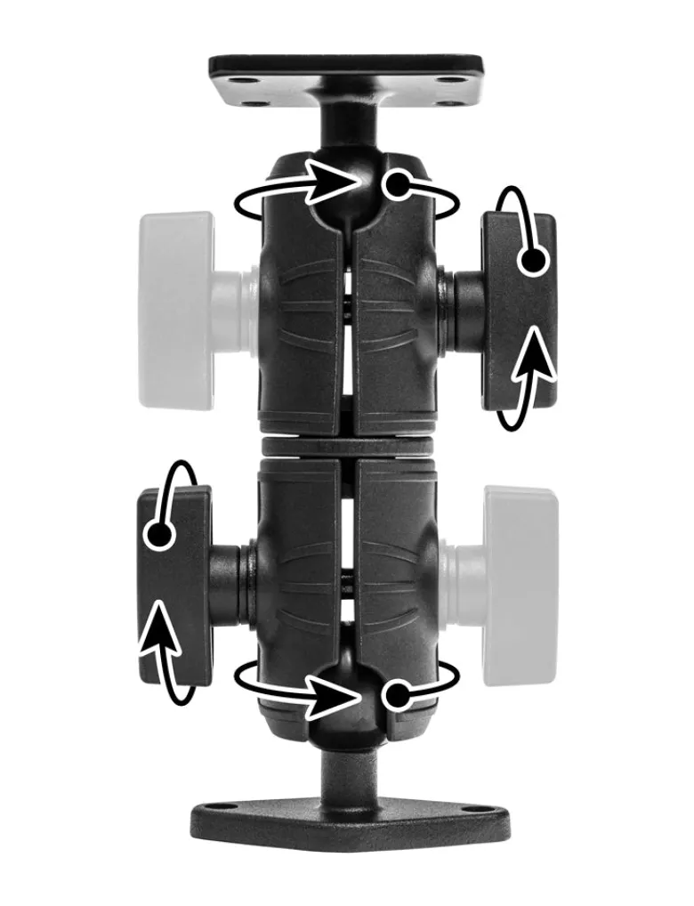 Double Socket Swivel Arm with Metal AMPS & Diamond Mount Plates