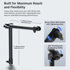 Dual 20mm Ball Socket Adjustable Pivot Arm