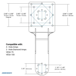 Dual Utility Mounting Bracket with VESA 75/100 & AMPS Compatibility