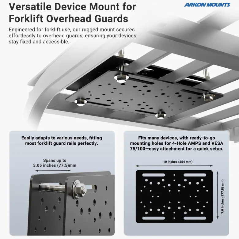 Forklift Overhead Guard VESA Mount with 6" Metal Shaft