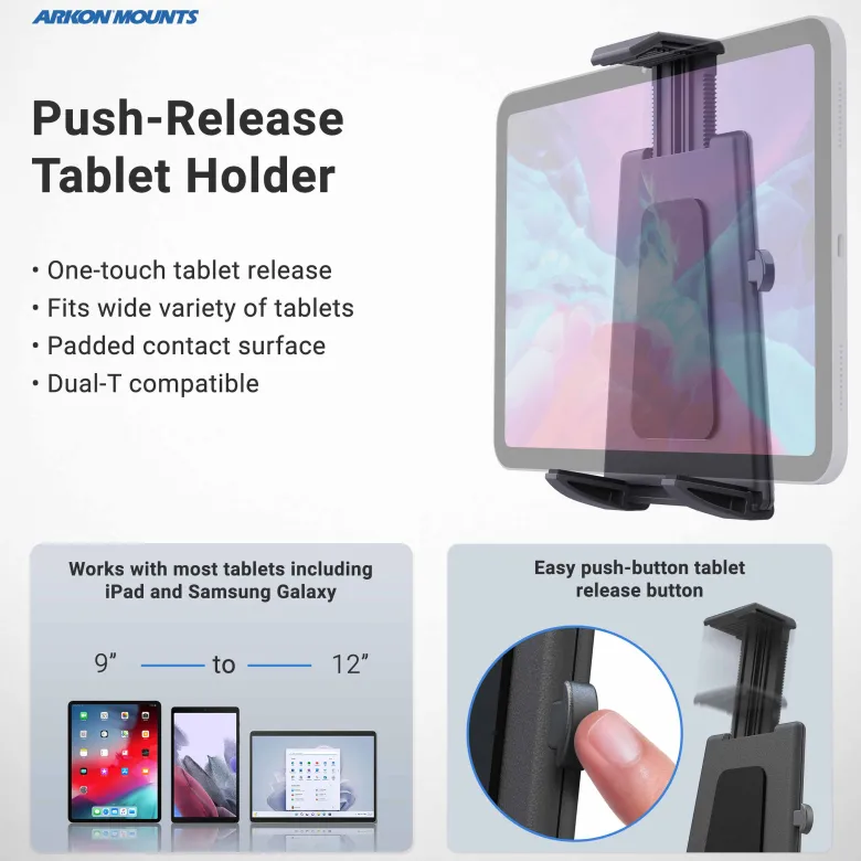 Heavy-Duty Car Seat Rail Tablet Mount with Keyboard Tray Combo