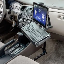 Heavy-Duty Car Seat Rail Tablet Mount with Keyboard Tray Combo