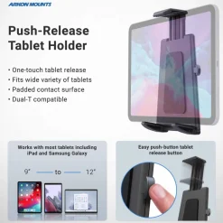 Heavy-Duty Clamp Post Tablet Mount for iPad, Note, Tab and more