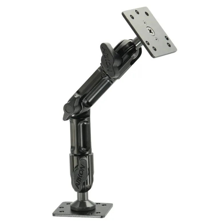 Heavy-Duty Drill-Base Mounting Pedestal with 8" Multi-Angle Arm - 4-Hole AMPS Compatible