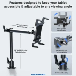 Heavy-Duty Drill-Base Tablet Mount with 22" Arm
