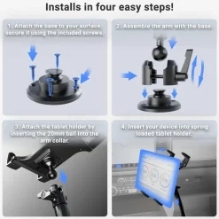 Heavy-Duty Drill-Base Tablet Mount with 22" Arm
