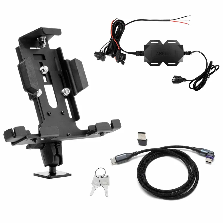 Heavy-Duty LockVise™ Metal Locking Tablet Mount Kit with Hardwire Power Adapter & Magnetic USB-C Cable