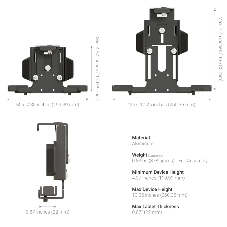 Heavy-Duty LockVise™ Metal Locking Tablet Mount Kit with Hardwire Power Adapter & Magnetic USB-C Cable
