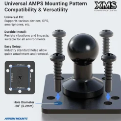 Heavy-Duty Multi-Angle 4-Hole AMPS Clamp Mount with 8" Arm