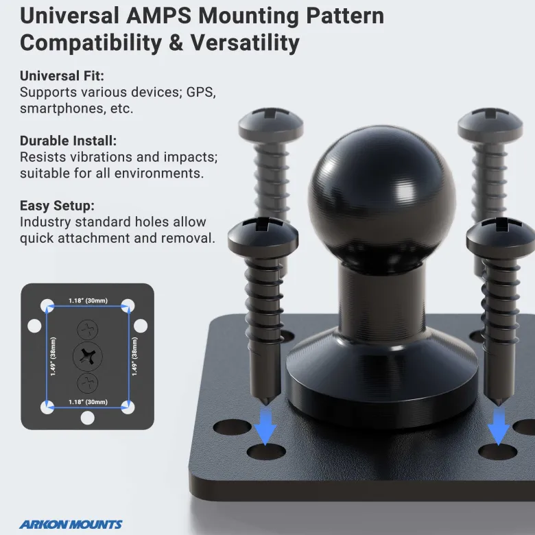 Heavy-Duty Seat Rail Car Mount with 22 inch Adjustable Arm - 4-Hole AMPS Compatible
