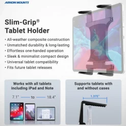 Heavy-Duty Slim-Grip® Tablet Headrest Mount with 10" Arm