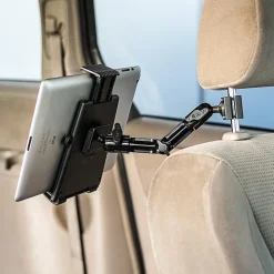 Heavy-Duty Tablet Headrest Push-Button Multi-Angle Mount with 8" Arm for iPad, Note, and more