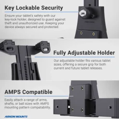 LockVise™ Locking Car Headrest Tablet Mount with Multi-Angle 8" Arm
