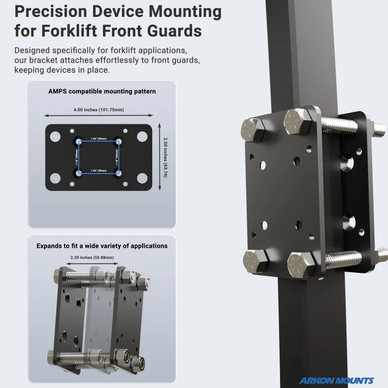 LockVise™ Locking Forklift Front Guard Tablet Mount with 5" Robust™ Shaft