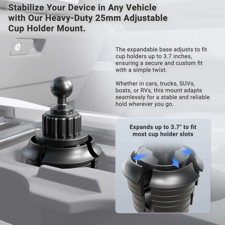 LockVise™ Locking Phone Holder with Robust™ Car or Truck Cup Holder Mount