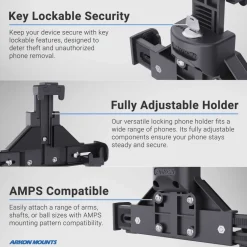 LockVise™ Locking Seat Rail or Floor Phone Mount