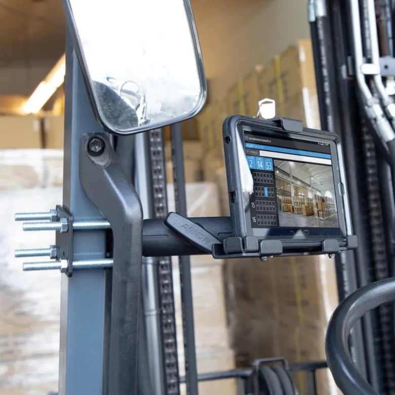LockVise™ Metal Locking Forklift Front Guard Tablet Mount with 5" Metal Robust™ Shaft