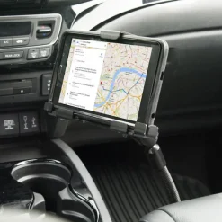 LockVise™ Metal Locking Seat Rail Tablet Mount with 18" Aluminum Gooseneck and 3.75" Shaft