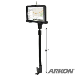 LockVise™ Metal Locking Seat Rail Tablet Mount with 18" Aluminum Gooseneck and 3.75" Shaft