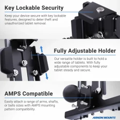 LockVise™ Metal Locking Tablet Mount with Drill Base Mount