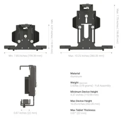 LockVise™ Metal Locking Tablet Clamp Mount with 3.75” Arm