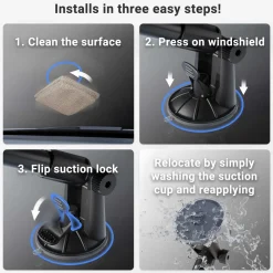 Long Arm Windshield Suction Mounting Pedestal with Dual-T Pattern