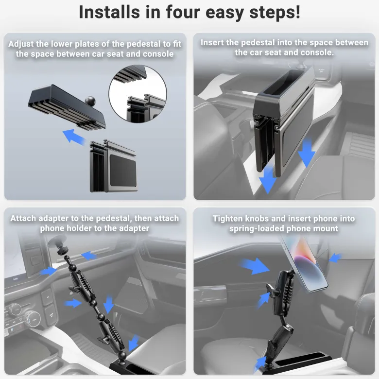 Magnetic Holder with Seat Wedge Mount and Dual Shaft Arm - MagSafe Compatible