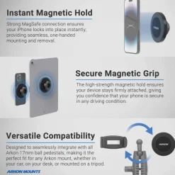 Magnetic Holder with Seat Wedge Mount and Dual Shaft Arm - MagSafe Compatible